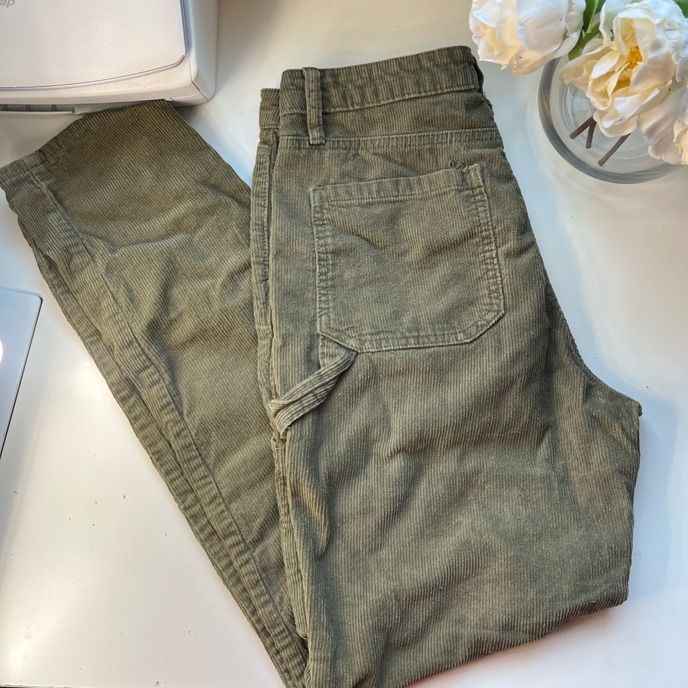 Army green Corduroy straight leg pants